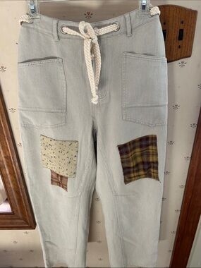 Oddi Light tan Patchwork Rope-Waist Pants